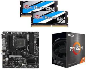 G.SKILL Ripjaws 32GB (2x16GB) DDR4 3200 SO-DIMM Laptop Memory, MSI PRO B550M PRO-VDH WIFI AM4 Micro ATX Motherboard, AMD Ryzen 5 5500 6-Core 3.6GHz CPU, No Integrated Graphics G.SKILL Ripjaws 32GB (2x16GB) DDR4 3200 SO-DIMM Laptop Memory, MSI PRO B550M PRO-VDH WIFI AM4 Micro ATX Motherboard, AMD Ryzen 5 5500 6-Core 3.6GHz CPU, No Integrated Graphics