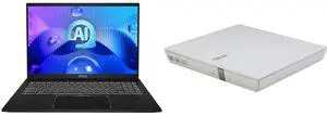 MSI Summit E16 AI Evo 16" QHD+ 165Hz Touch Laptop, Intel Core Ultra 7 155H, Arc Graphics, 32GB DDR5, 1TB SSD, Win 11 Home (A1MTG-021CA) + ASUS USB 2.0 White External Slim CD/DVD Re-Writer Mac OS Compatible SDRW-08D2S-U MSI Summit E16 AI Evo 16" QHD+ 165Hz Touch Laptop, Intel Core Ultra 7 155H, Arc Graphics, 32GB DDR5, 1TB SSD, Win 11 Home (A1MTG-021CA) + ASUS USB 2.0 White External Slim CD/DVD Re-Writer Mac OS Compatible SDRW-08D2S-U
