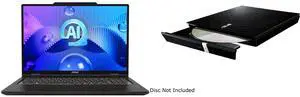 MSI 16" Venture 16 AI 2K 120Hz OLED Laptop, Intel Core Ultra 7 155H, Intel Arc Graphics, 16GB DDR5, 1TB NVMe SSD, Windows 11 Home (Venture 16 AI A1MG-030CA) + ASUS USB 2.0 Slim CD/DVD Re-writer MacOS Compatible SDRW-08D2S-U MSI 16" Venture 16 AI 2K 120Hz OLED Laptop, Intel Core Ultra 7 155H, Intel Arc Graphics, 16GB DDR5, 1TB NVMe SSD, Windows 11 Home (Venture 16 AI A1MG-030CA) + ASUS USB 2.0 Slim CD/DVD Re-writer MacOS Compatible SDRW-08D2S-U