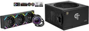 SAMA Q60 Black CPU Liquid Cooler, 360MM Liquid Water Cooling with 2.8" LCD Display & XT120 Modular Fans LCP Blade for Enhanced Cooling and Noise Reduction, Compatible 115X, 2011, 1200, 1700, AM4, AM5 and SAMA GT850BK Black 80 PLUS Gold Fully Modular ATX Power Supply - ATX 3.1 & PCIe 5.1 Compliant - Japanese Capacitors - FDB Fan with Auto Speed Control - 5 Year Warranty SAMA Q60 Black CPU Liquid Cooler, 360MM Liquid Water Cooling with 2.8" LCD Display & XT120 Modular Fans LCP Blade for Enhanced Cooling and Noise Reduction, Compatible 115X, 2011, 1200, 1700, AM4, AM5 and SAMA GT850BK Black 80 PLUS Gold Fully Modular ATX Power Supply - ATX 3.1 & PCIe 5.1 Compliant - Japanese Capacitors - FDB Fan with Auto Speed Control - 5 Year Warranty