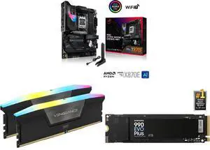 Motherboard Memory SSD Combo - ASUS ROG STRIX X870E-E GAMING WIFI Bundle with Corsair CMH32GX5M2E6000C36 and SAMSUNG MZ-V9S4T0B/AM Motherboard Memory SSD Combo - ASUS ROG STRIX X870E-E GAMING WIFI Bundle with Corsair CMH32GX5M2E6000C36 and SAMSUNG MZ-V9S4T0B/AM