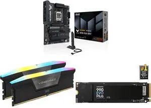 Motherboard Memory SSD Combo - ASUS TUF GAMING X870E-PLUS WIFI7 Bundle with Corsair CMH32GX5M2E6000C36 and SAMSUNG MZ-V9S4T0B/AM Motherboard Memory SSD Combo - ASUS TUF GAMING X870E-PLUS WIFI7 Bundle with Corsair CMH32GX5M2E6000C36 and SAMSUNG MZ-V9S4T0B/AM