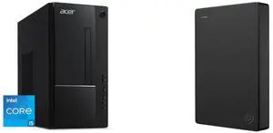 Acer Aspire Desktop Computer Intel Core i5-14400 Intel UHD Graphics 730 8GB DDR5 512GB PCIe SSD + Seagate Portable Drive 5Tb Frustration Free Certified Packaging