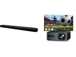 Yamaha SR-B20A Sound Bar with Subwoofers & Bluetooth, Black WiMiUS G2 Google TV Projector, 4K, 1100 ANSI, MEMC, HDR10, 30W Dolby Audio, Auto Focus, WiFi 6 & Bluetooth for Outdoor Movies & Sports Yamaha SR-B20A Sound Bar with Subwoofers & Bluetooth, Black WiMiUS G2 Google TV Projector, 4K, 1100 ANSI, MEMC, HDR10, 30W Dolby Audio, Auto Focus, WiFi 6 & Bluetooth for Outdoor Movies & Sports