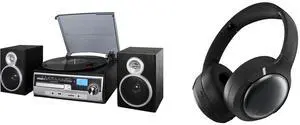 Trexonic 3-Speed Vinyl Turntable Stereo System: CD Player, FM Radio, Bluetooth, USB/SD Recording, Wired Speakers. ROSESELSA Cambrian Wireless Headsets: Noise Cancellation, Detachable Cable, 100H Battery, Ultra Low Latency (Black) Trexonic 3-Speed Vinyl Turntable Stereo System: CD Player, FM Radio, Bluetooth, USB/SD Recording, Wired Speakers. ROSESELSA Cambrian Wireless Headsets: Noise Cancellation, Detachable Cable, 100H Battery, Ultra Low Latency (Black)