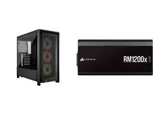 CORSAIR FRAME 4000D RS ARGB Mid-Tower PC Case, Black – Customizable Design – InfiniRail™ Fan Mounting – Fits 360mm Radiators – ASUS BTF, MSI Project Zero CORSAIR RMx Shift RM1200x Modular 80PLUS Gold ATX Power Supply CORSAIR FRAME 4000D RS ARGB Mid-Tower PC Case, Black – Customizable Design – InfiniRail™ Fan Mounting – Fits 360mm Radiators – ASUS BTF, MSI Project Zero CORSAIR RMx Shift RM1200x Modular 80PLUS Gold ATX Power Supply