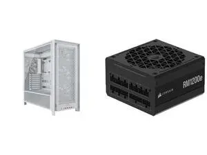 CORSAIR FRAME 5000D RS Modular Mid-Tower PC Case, White CORSAIR RMe Series RM1200e Fully Modular 80PLUS Gold ATX Power Supply CORSAIR FRAME 5000D RS Modular Mid-Tower PC Case, White CORSAIR RMe Series RM1200e Fully Modular 80PLUS Gold ATX Power Supply