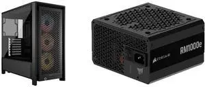 CORSAIR FRAME 4000D RS ARGB Mid-Tower PC Case, Black – Customizable Design – InfiniRail™ Fan Mounting – Fits 360mm Radiators – ASUS BTF, MSI Project Zero CORSAIR RMe RM1000e 1000W Power Supply CORSAIR FRAME 4000D RS ARGB Mid-Tower PC Case, Black – Customizable Design – InfiniRail™ Fan Mounting – Fits 360mm Radiators – ASUS BTF, MSI Project Zero CORSAIR RMe RM1000e 1000W Power Supply
