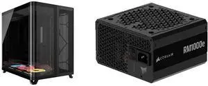 Corsair AIR 5400 LX-R RGB iCUE LINK Triple Chamber Mid-Tower PC Case-Black with 3x iCUE LINK LX-R RGB 120mm reverse-rotor fans and System Hub Pre-Installed, BTF Back Plug Motherboard Design CORSAIR RMe Series RM1000e 1000 W Power Supply Corsair AIR 5400 LX-R RGB iCUE LINK Triple Chamber Mid-Tower PC Case-Black with 3x iCUE LINK LX-R RGB 120mm reverse-rotor fans and System Hub Pre-Installed, BTF Back Plug Motherboard Design CORSAIR RMe Series RM1000e 1000 W Power Supply