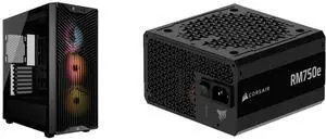 CORSAIR 3200D RS ARGB mid-tower chassis with 3x RS120 ARGB fans, DIY features, powerful cooling. Black. CORSAIR RM750e (2025) Fully Modular Low-Noise ATX Power Supply, ATX 3.1 & PCIe 5.1, Cybenetics Gold, 105°C Capacitors, Modern Standby – CORSAIR 3200D RS ARGB mid-tower chassis with 3x RS120 ARGB fans, DIY features, powerful cooling. Black. CORSAIR RM750e (2025) Fully Modular Low-Noise ATX Power Supply, ATX 3.1 & PCIe 5.1, Cybenetics Gold, 105°C Capacitors, Modern Standby –