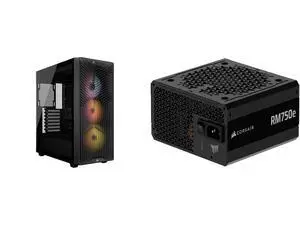 CORSAIR 3200D RS ARGB mid-tower chassis with 3x RS120 ARGB fans, DIY features, powerful cooling. Includes CORSAIR RM750e (2025) Fully Modular Low-Noise ATX Power Supply, ATX 3.1 & PCIe 5.1 Compliant, Cybenetics Gold Efficiency, Black CORSAIR 3200D RS ARGB mid-tower chassis with 3x RS120 ARGB fans, DIY features, powerful cooling. Includes CORSAIR RM750e (2025) Fully Modular Low-Noise ATX Power Supply, ATX 3.1 & PCIe 5.1 Compliant, Cybenetics Gold Efficiency, Black
