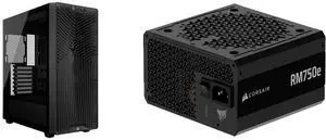 CORSAIR 3200D RS Mid-Tower PC Case - 360mm radiator support - Compatible with ASUS BTF, MSI Project Zero, Gigabyte Project Stealth - Angled bottom fan for GPU cooling - Smoke CORSAIR RM750e Modular ATX Power Supply, Cybenetics Gold, Black CORSAIR 3200D RS Mid-Tower PC Case - 360mm radiator support - Compatible with ASUS BTF, MSI Project Zero, Gigabyte Project Stealth - Angled bottom fan for GPU cooling - Smoke CORSAIR RM750e Modular ATX Power Supply, Cybenetics Gold, Black