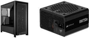 Corsair FRAME 4000D RS Black Case- 3X RS Fans – InfiniRail Fan Mounting – Fits 360mm Radiators – Reverse Connector Motherboard – Black RM750e (2025) Modular Low-Noise ATX Power Supply – ATX 3.1 & PCIe 5.1, Cybenetics Gold, 105°C Capacitors, Corsair FRAME 4000D RS Black Case- 3X RS Fans – InfiniRail Fan Mounting – Fits 360mm Radiators – Reverse Connector Motherboard – Black RM750e (2025) Modular Low-Noise ATX Power Supply – ATX 3.1 & PCIe 5.1, Cybenetics Gold, 105°C Capacitors,