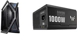 ASUS ROG Hyperion GR701 EATX case: semi-open, tool-free panels, 2x 420mm radiator support, built-in GPU holder, 2x front Type-C. ASUS TUF Gaming 1000W Gold PSU: ATX 3.0, fully modular, 80+ Gold, military-grade, dual ball bearing fan. ASUS ROG Hyperion GR701 EATX case: semi-open, tool-free panels, 2x 420mm radiator support, built-in GPU holder, 2x front Type-C. ASUS TUF Gaming 1000W Gold PSU: ATX 3.0, fully modular, 80+ Gold, military-grade, dual ball bearing fan.