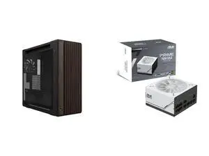 ASUS ProArt PA602 Wood Edition E-ATX Mid-Tower Case, Tempered Glass, 440mm GPU, 420mm Radiator, 140mm & 2x200mm Fans. ASUS Prime 750W Gold PSU, ATX 3.0, Fully Modular, 80+ Gold, Dual Ball Bearings, 8-Year Warranty ASUS ProArt PA602 Wood Edition E-ATX Mid-Tower Case, Tempered Glass, 440mm GPU, 420mm Radiator, 140mm & 2x200mm Fans. ASUS Prime 750W Gold PSU, ATX 3.0, Fully Modular, 80+ Gold, Dual Ball Bearings, 8-Year Warranty