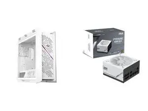 ASUS ROG Strix Helios II White Edition EATX mid-tower case with dual tempered glass, aluminum grille, 4 fans, ASUS Prime 850W Gold PSU (ATX 3.0, Modular, 80+ Gold, Dual Ball Bearings, 8-Year Warranty) ASUS ROG Strix Helios II White Edition EATX mid-tower case with dual tempered glass, aluminum grille, 4 fans, ASUS Prime 850W Gold PSU (ATX 3.0, Modular, 80+ Gold, Dual Ball Bearings, 8-Year Warranty)