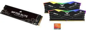 Corsair MP700 Elite 1TB PCIe 5.0 SSD, up to 10000 MB/s, CSSD-F1000GBMP700ENH; Team T-Force Delta RGB 32GB (2x16GB) DDR5 6000 Desktop RAM, Model FF3D532G6000HC38ADC01 Corsair MP700 Elite 1TB PCIe 5.0 SSD, up to 10000 MB/s, CSSD-F1000GBMP700ENH; Team T-Force Delta RGB 32GB (2x16GB) DDR5 6000 Desktop RAM, Model FF3D532G6000HC38ADC01