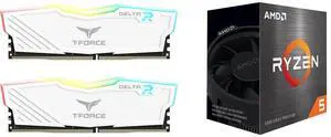 Team T-Force Delta RGB 16GB (2x8GB) DDR4 3200 Desktop RAM Model TF4D416G3200HC16CDC01 AMD Ryzen 5 5500 6-Core 3.6GHz Socket AM4 65W No Integrated Graphics CPU - 100-100000457BOX Team T-Force Delta RGB 16GB (2x8GB) DDR4 3200 Desktop RAM Model TF4D416G3200HC16CDC01 AMD Ryzen 5 5500 6-Core 3.6GHz Socket AM4 65W No Integrated Graphics CPU - 100-100000457BOX