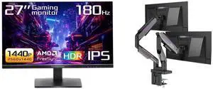 ASRock Phantom Gaming 27" QHD 1440P 180Hz IPS Monitor with AMD FreeSync HDR400 PG27QFT1B, MSI MPG MT201DR V2 RGB Dual Monitor Stand, 17-35" Support, VESA Compatible, Adjustable Gas Spring, 44 lbs Capacity, Clamp & Grommet, Quick Release Pla ASRock Phantom Gaming 27" QHD 1440P 180Hz IPS Monitor with AMD FreeSync HDR400 PG27QFT1B, MSI MPG MT201DR V2 RGB Dual Monitor Stand, 17-35" Support, VESA Compatible, Adjustable Gas Spring, 44 lbs Capacity, Clamp & Grommet, Quick Release Pla