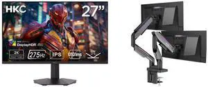 HKC 27" QHD 2K 1440P 275Hz Fast IPS 1ms HDR400 95% DCI-P3 Low Blue Light Gaming Monitor G27H4D MSI MPG MT201DR V2 RGB Dual Monitor Stand, 17-35" Support, VESA Compatible, Adjustable Gas Spring, 44 lbs Capacity, Clamp & Grommet, Quick Releas HKC 27" QHD 2K 1440P 275Hz Fast IPS 1ms HDR400 95% DCI-P3 Low Blue Light Gaming Monitor G27H4D MSI MPG MT201DR V2 RGB Dual Monitor Stand, 17-35" Support, VESA Compatible, Adjustable Gas Spring, 44 lbs Capacity, Clamp & Grommet, Quick Releas