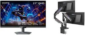 GIGABYTE 27" QHD 2K 1440P 200Hz FreeSync & G-SYNC 1ms HDR400 KVM USB-C HUB Gaming Monitor, Adjustable Stand M27Q2 SA MSI MPG MT201DR V2 RGB Dual Monitor Stand, 17-35" VESA, Heavy Duty Gas Spring, 44 lbs Capacity, Clamp & Grommet, Quick Rele GIGABYTE 27" QHD 2K 1440P 200Hz FreeSync & G-SYNC 1ms HDR400 KVM USB-C HUB Gaming Monitor, Adjustable Stand M27Q2 SA MSI MPG MT201DR V2 RGB Dual Monitor Stand, 17-35" VESA, Heavy Duty Gas Spring, 44 lbs Capacity, Clamp & Grommet, Quick Rele