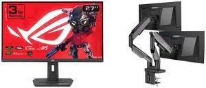 ASUS ROG Strix 27" QHD 1440P 180Hz IPS Monitor with FreeSync & G-Sync, HDR400, 1ms, DCI-P3 95%, USB-C. MSI MPG MT201DR V2 RGB Dual Monitor Stand, 17-35" Support, VESA, Adjustable Gas Spring, 44 lbs Capacity, Clamp & Grommet, Quick Release. ASUS ROG Strix 27" QHD 1440P 180Hz IPS Monitor with FreeSync & G-Sync, HDR400, 1ms, DCI-P3 95%, USB-C. MSI MPG MT201DR V2 RGB Dual Monitor Stand, 17-35" Support, VESA, Adjustable Gas Spring, 44 lbs Capacity, Clamp & Grommet, Quick Release.