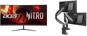 Acer Nitro 34" UltraWide QHD 1440P 120Hz AMD FreeSync 1ms Curved Gaming Monitor ED340CUR J0biip, MSI MPG MT201DR V2 RGB Dual Monitor Stand, 17-35" Support, VESA Compatible, Adjustable Gas Spring, 44 lbs Capacity, Clamp & Grommet, Quick Rele Acer Nitro 34" UltraWide QHD 1440P 120Hz AMD FreeSync 1ms Curved Gaming Monitor ED340CUR J0biip, MSI MPG MT201DR V2 RGB Dual Monitor Stand, 17-35" Support, VESA Compatible, Adjustable Gas Spring, 44 lbs Capacity, Clamp & Grommet, Quick Rele