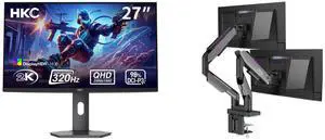HKC G27M5 27" QD-Mini LED Gaming Monitor 1440p 320Hz IPS HDR1400 1152-Zone 1ms DCI-P3 98% Height Adjustable DP 1.4 HDMI 2.1 Adaptive Sync MSI MPG MT201DR V2 RGB Dual Monitor Stand, 17-35" VESA, Adjustable Gas Spring, 44 lbs Capacity, Gray HKC G27M5 27" QD-Mini LED Gaming Monitor 1440p 320Hz IPS HDR1400 1152-Zone 1ms DCI-P3 98% Height Adjustable DP 1.4 HDMI 2.1 Adaptive Sync MSI MPG MT201DR V2 RGB Dual Monitor Stand, 17-35" VESA, Adjustable Gas Spring, 44 lbs Capacity, Gray