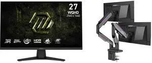 MSI 27" WQHD 2K 1440P 200Hz IPS Gaming Monitor MAG 274QF E20, AMD FreeSync & G-Sync Compatible. MSI MPG MT201DR V2 RGB Dual Monitor Stand, 17-35" Support, VESA, Adjustable Gas Spring, 44 lbs Capacity, Clamp & Grommet, Quick Release Plate-Gr MSI 27" WQHD 2K 1440P 200Hz IPS Gaming Monitor MAG 274QF E20, AMD FreeSync & G-Sync Compatible. MSI MPG MT201DR V2 RGB Dual Monitor Stand, 17-35" Support, VESA, Adjustable Gas Spring, 44 lbs Capacity, Clamp & Grommet, Quick Release Plate-Gr