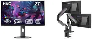 HKC 27" UHD 4K 160Hz Full HD 320Hz 1ms HDR1400 98% DCI-P3 90W USB-C Mini LED Gaming Monitor, Adjustable Stand G27M7Pro MSI MPG MT201DR V2 RGB Dual Monitor Stand, 17-35" Support, VESA, Gas Spring, 44 lbs Capacity, Clamp & Grommet, Quick Rele HKC 27" UHD 4K 160Hz Full HD 320Hz 1ms HDR1400 98% DCI-P3 90W USB-C Mini LED Gaming Monitor, Adjustable Stand G27M7Pro MSI MPG MT201DR V2 RGB Dual Monitor Stand, 17-35" Support, VESA, Gas Spring, 44 lbs Capacity, Clamp & Grommet, Quick Rele