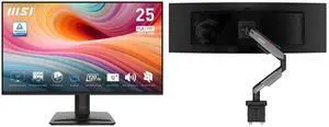 MSI 25" Full HD 120Hz IPS Monitor, 1ms, Less Blue Light, Anti-Flicker, Anti-Glare, Built-In Speakers, Phone Stand, PRO MP251 E2. MSI MPG MT201R V2 RGB Monitor Stand, 17-49" Screens, 44 lbs, VESA, Adjustable Gas Spring, Clamp & Grommet, Gray MSI 25" Full HD 120Hz IPS Monitor, 1ms, Less Blue Light, Anti-Flicker, Anti-Glare, Built-In Speakers, Phone Stand, PRO MP251 E2. MSI MPG MT201R V2 RGB Monitor Stand, 17-49" Screens, 44 lbs, VESA, Adjustable Gas Spring, Clamp & Grommet, Gray
