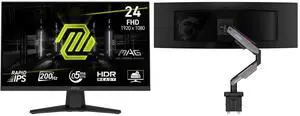 MSI 24" Full HD 200Hz IPS Gaming Monitor MAG244F with AMD FreeSync, 0.5ms, HDR, Low Blue Light. Includes MSI MPG MT201R V2 RGB Monitor Stand, supports 17-49" screens, 44 lbs, VESA, adjustable gas spring, clamp & grommet, quick release. MSI 24" Full HD 200Hz IPS Gaming Monitor MAG244F with AMD FreeSync, 0.5ms, HDR, Low Blue Light. Includes MSI MPG MT201R V2 RGB Monitor Stand, supports 17-49" screens, 44 lbs, VESA, adjustable gas spring, clamp & grommet, quick release.
