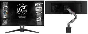ASRock Phantom Gaming 27" FHD 240Hz IPS 1ms Monitor PG27FFS1A, AMD FreeSync Premium. MSI MPG MT201R V2 RGB Monitor Stand, supports 17-49" screens, 44 lbs, VESA compatible, adjustable gas spring, clamp & grommet, quick release - Gray ASRock Phantom Gaming 27" FHD 240Hz IPS 1ms Monitor PG27FFS1A, AMD FreeSync Premium. MSI MPG MT201R V2 RGB Monitor Stand, supports 17-49" screens, 44 lbs, VESA compatible, adjustable gas spring, clamp & grommet, quick release - Gray