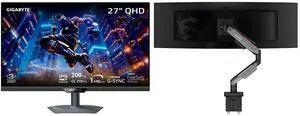 GIGABYTE 27" QHD 1440P 200Hz FreeSync & G-SYNC 1ms HDR400 KVM USB-C HUB Gaming Monitor, Adjustable Stand M27Q2 SA MSI MPG MT201R V2 RGB Monitor Stand Arm, Supports 17-49" Screens, 44 lbs, VESA, Gas Spring Mount, Clamp & Grommet, Quick Relea GIGABYTE 27" QHD 1440P 200Hz FreeSync & G-SYNC 1ms HDR400 KVM USB-C HUB Gaming Monitor, Adjustable Stand M27Q2 SA MSI MPG MT201R V2 RGB Monitor Stand Arm, Supports 17-49" Screens, 44 lbs, VESA, Gas Spring Mount, Clamp & Grommet, Quick Relea