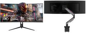 ABS 34" Ultrawide UWQHD 2K 1440P 240Hz AMD FreeSync 1ms HDR400 1500R Curved Gaming Monitor with Height Adjustable Stand GQ341NE MSI MPG MT201R V2 RGB Monitor Stand Arm, Supports 17-49" Screens, 44 lbs, VESA Compatible, Gas Spring Mount, Gra ABS 34" Ultrawide UWQHD 2K 1440P 240Hz AMD FreeSync 1ms HDR400 1500R Curved Gaming Monitor with Height Adjustable Stand GQ341NE MSI MPG MT201R V2 RGB Monitor Stand Arm, Supports 17-49" Screens, 44 lbs, VESA Compatible, Gas Spring Mount, Gra