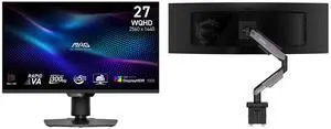 MSI 27" QHD 2K 1440P 300Hz Adaptive Sync 0.5ms HDR1000 Mini LED Gaming Monitor with Adjustable Stand MAG 274QPF X30MV + MSI MPG MT201R V2 RGB Monitor Stand Arm, Supports 17-49" Screens, VESA Compatible, Heavy Duty Gas Spring Mount MSI 27" QHD 2K 1440P 300Hz Adaptive Sync 0.5ms HDR1000 Mini LED Gaming Monitor with Adjustable Stand MAG 274QPF X30MV + MSI MPG MT201R V2 RGB Monitor Stand Arm, Supports 17-49" Screens, VESA Compatible, Heavy Duty Gas Spring Mount