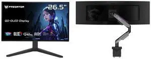 Acer Predator 27" WQHD 240Hz OLED Gaming Monitor with Adjustable Stand X27U W1bmiipprx. MSI MPG MT201R V2 RGB Monitor Stand Arm, supports 17-49" screens, 44 lbs, VESA compatible, adjustable gas spring mount, clamp & grommet, quick release - Acer Predator 27" WQHD 240Hz OLED Gaming Monitor with Adjustable Stand X27U W1bmiipprx. MSI MPG MT201R V2 RGB Monitor Stand Arm, supports 17-49" screens, 44 lbs, VESA compatible, adjustable gas spring mount, clamp & grommet, quick release -