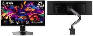 MSI 27" QHD 2K 1440P 360Hz FreeSync Premium Pro 0.03ms HDR400 USB-C OLED Gaming Monitor with Adjustable Stand & MSI MPG MT201R V2 RGB Monitor Stand Arm, Supports 17-49" Screens, 44 lbs, VESA Compatible, Heavy Duty Gas Spring Mount MSI 27" QHD 2K 1440P 360Hz FreeSync Premium Pro 0.03ms HDR400 USB-C OLED Gaming Monitor with Adjustable Stand & MSI MPG MT201R V2 RGB Monitor Stand Arm, Supports 17-49" Screens, 44 lbs, VESA Compatible, Heavy Duty Gas Spring Mount