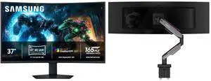 SAMSUNG Odyssey G75F 37" UHD 4K 165Hz 1ms HDR600 Curved Gaming Monitor with Adjustable Stand LS37FG75DENXZA MSI MPG MT201R V2 - RGB Monitor Stand Arm, Supports 17-49" Screens, 44 lbs, VESA Compatible, Gas Spring Mount, Clamp & Grommet, Gray SAMSUNG Odyssey G75F 37" UHD 4K 165Hz 1ms HDR600 Curved Gaming Monitor with Adjustable Stand LS37FG75DENXZA MSI MPG MT201R V2 - RGB Monitor Stand Arm, Supports 17-49" Screens, 44 lbs, VESA Compatible, Gas Spring Mount, Clamp & Grommet, Gray
