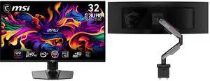 MSI 32" UHD 4K 240Hz Nvidia G-Sync 0.03ms 90W USB-C OLED Gaming Monitor, Height Adjustable & Swivel Stand MPG 321URX QD-OLED + MSI MPG MT201R V2 RGB Monitor Stand Arm, Supports 17-49" Screens, 44 lbs, VESA, Gas Spring Mount, Clamp & Grommet MSI 32" UHD 4K 240Hz Nvidia G-Sync 0.03ms 90W USB-C OLED Gaming Monitor, Height Adjustable & Swivel Stand MPG 321URX QD-OLED + MSI MPG MT201R V2 RGB Monitor Stand Arm, Supports 17-49" Screens, 44 lbs, VESA, Gas Spring Mount, Clamp & Grommet