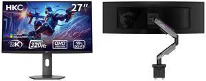 HKC G27M5 27" QD-Mini LED Gaming Monitor 1440p 320Hz IPS HDR1400 1152-Zone 1ms DCI-P3 98% Height Adjustable DP 1.4 HDMI 2.1 Adaptive Sync MSI MPG MT201R V2 RGB Monitor Stand Arm, 17-49" 44 lbs VESA Adjustable Gas Spring Mount HKC G27M5 27" QD-Mini LED Gaming Monitor 1440p 320Hz IPS HDR1400 1152-Zone 1ms DCI-P3 98% Height Adjustable DP 1.4 HDMI 2.1 Adaptive Sync MSI MPG MT201R V2 RGB Monitor Stand Arm, 17-49" 44 lbs VESA Adjustable Gas Spring Mount