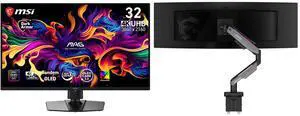 MSI 32" 240Hz QD-OLED Gaming Monitor, FreeSync & G-Sync, DCI-P3 97%, Earphone out, 2x HDMI 2.1, DP 1.4a, USB-C PD 15W, MAG 321UP QD-OLED X24. MSI MPG MT201R V2 Stand, 17-49" Screens, 44 lbs, VESA, Adjustable Gas Spring, Clamp & Grommet, Gra MSI 32" 240Hz QD-OLED Gaming Monitor, FreeSync & G-Sync, DCI-P3 97%, Earphone out, 2x HDMI 2.1, DP 1.4a, USB-C PD 15W, MAG 321UP QD-OLED X24. MSI MPG MT201R V2 Stand, 17-49" Screens, 44 lbs, VESA, Adjustable Gas Spring, Clamp & Grommet, Gra