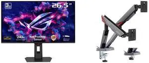 ASUS ROG Strix 27" QHD 240Hz OLED Gaming Monitor, FreeSync & G-Sync, Adjustable Stand XG27AQDMES MSI MPG MT161DR - RGB Dual Monitor Stand, 17-38" Support, VESA, Spring Mount, 35.2 lbs Capacity, Clamp & Grommet, Quick Release - Black ASUS ROG Strix 27" QHD 240Hz OLED Gaming Monitor, FreeSync & G-Sync, Adjustable Stand XG27AQDMES MSI MPG MT161DR - RGB Dual Monitor Stand, 17-38" Support, VESA, Spring Mount, 35.2 lbs Capacity, Clamp & Grommet, Quick Release - Black