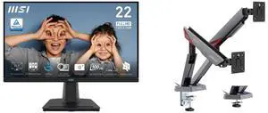 MSI 22" Full HD 100Hz IPS Monitor, Adaptive-Sync, 1ms, Low Blue Light, Flicker-Free, Phone Slot Stand, Pro MP225. MSI MPG MT161DR RGB Dual Monitor Stand, 17-38" Support, VESA, Adjustable, 35.2 lbs Capacity, Clamp & Grommet, Quick Release - MSI 22" Full HD 100Hz IPS Monitor, Adaptive-Sync, 1ms, Low Blue Light, Flicker-Free, Phone Slot Stand, Pro MP225. MSI MPG MT161DR RGB Dual Monitor Stand, 17-38" Support, VESA, Adjustable, 35.2 lbs Capacity, Clamp & Grommet, Quick Release -