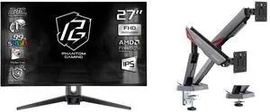 ASRock Phantom Gaming 27" FHD 240Hz IPS 1ms Monitor PG27FFS1A, AMD FreeSync Premium. MSI MPG MT161DR Dual Monitor Stand, 17-38" VESA, Adjustable, 35.2 lbs/screen, Clamp & Grommet, Quick Release - Black ASRock Phantom Gaming 27" FHD 240Hz IPS 1ms Monitor PG27FFS1A, AMD FreeSync Premium. MSI MPG MT161DR Dual Monitor Stand, 17-38" VESA, Adjustable, 35.2 lbs/screen, Clamp & Grommet, Quick Release - Black