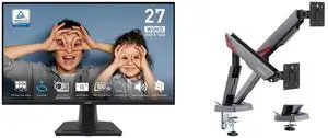 MSI 27" WQHD 1440P 100Hz IPS Monitor with Adaptive Sync, 1ms, Speakers, Phone Slot Stand for Work & Gaming. Includes MSI MPG MT161DR RGB Dual Monitor Stand, 17-38" Support, VESA, 35.2 lbs Capacity, Clamp & Grommet, Quick Release - Black MSI 27" WQHD 1440P 100Hz IPS Monitor with Adaptive Sync, 1ms, Speakers, Phone Slot Stand for Work & Gaming. Includes MSI MPG MT161DR RGB Dual Monitor Stand, 17-38" Support, VESA, 35.2 lbs Capacity, Clamp & Grommet, Quick Release - Black