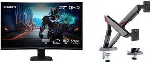GIGABYTE 27" QHD 2K 1440P 180Hz Curved Gaming Monitor, 122% sRGB GS27QCA, MSI MPG MT161DR RGB Dual Monitor Stand, 17-38" Support, VESA Compatible, Adjustable, 35.2 lbs Capacity, Clamp & Grommet, Quick Release - Black GIGABYTE 27" QHD 2K 1440P 180Hz Curved Gaming Monitor, 122% sRGB GS27QCA, MSI MPG MT161DR RGB Dual Monitor Stand, 17-38" Support, VESA Compatible, Adjustable, 35.2 lbs Capacity, Clamp & Grommet, Quick Release - Black