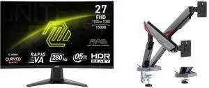 MSI 27" Full HD 280Hz 0.5ms HDR 1500R Curved Gaming Monitor MAG 276CXF + MSI MPG MT161DR RGB Dual Monitor Stand, 17-38" VESA, Adjustable, 35.2 lbs/screen, Clamp & Grommet, Quick Release - Black MSI 27" Full HD 280Hz 0.5ms HDR 1500R Curved Gaming Monitor MAG 276CXF + MSI MPG MT161DR RGB Dual Monitor Stand, 17-38" VESA, Adjustable, 35.2 lbs/screen, Clamp & Grommet, Quick Release - Black