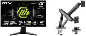 MSI 24" Full HD 300Hz IPS Gaming Monitor MAG 255XF with AMD FreeSync Premium, 0.5ms, HDR Ready. Includes MSI MPG MT161DR RGB Dual Monitor Stand, 17-38" support, VESA compatible, adjustable, 35.2 lbs capacity, clamp & grommet, quick release. MSI 24" Full HD 300Hz IPS Gaming Monitor MAG 255XF with AMD FreeSync Premium, 0.5ms, HDR Ready. Includes MSI MPG MT161DR RGB Dual Monitor Stand, 17-38" support, VESA compatible, adjustable, 35.2 lbs capacity, clamp & grommet, quick release.