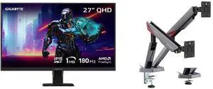 GIGABYTE 27" QHD 1440P 180Hz IPS Gaming Monitor GS27QA with AMD FreeSync Premium, 1ms, HDR ready. MSI MPG MT161DR RGB Dual Monitor Stand, 17-38" Support, VESA Compatible, 35.2 lbs Capacity, Clamp & Grommet, Quick Release - Black GIGABYTE 27" QHD 1440P 180Hz IPS Gaming Monitor GS27QA with AMD FreeSync Premium, 1ms, HDR ready. MSI MPG MT161DR RGB Dual Monitor Stand, 17-38" Support, VESA Compatible, 35.2 lbs Capacity, Clamp & Grommet, Quick Release - Black